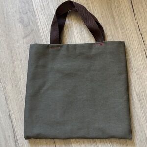 Olive Canvas Messenger Tote with Brown Webbing Handles